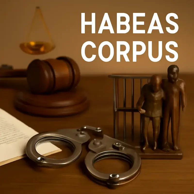 Imagem representando habeas corpus com algemas, balança da justiça e cela – advogado criminalista BH para prisão ilegal e soltura