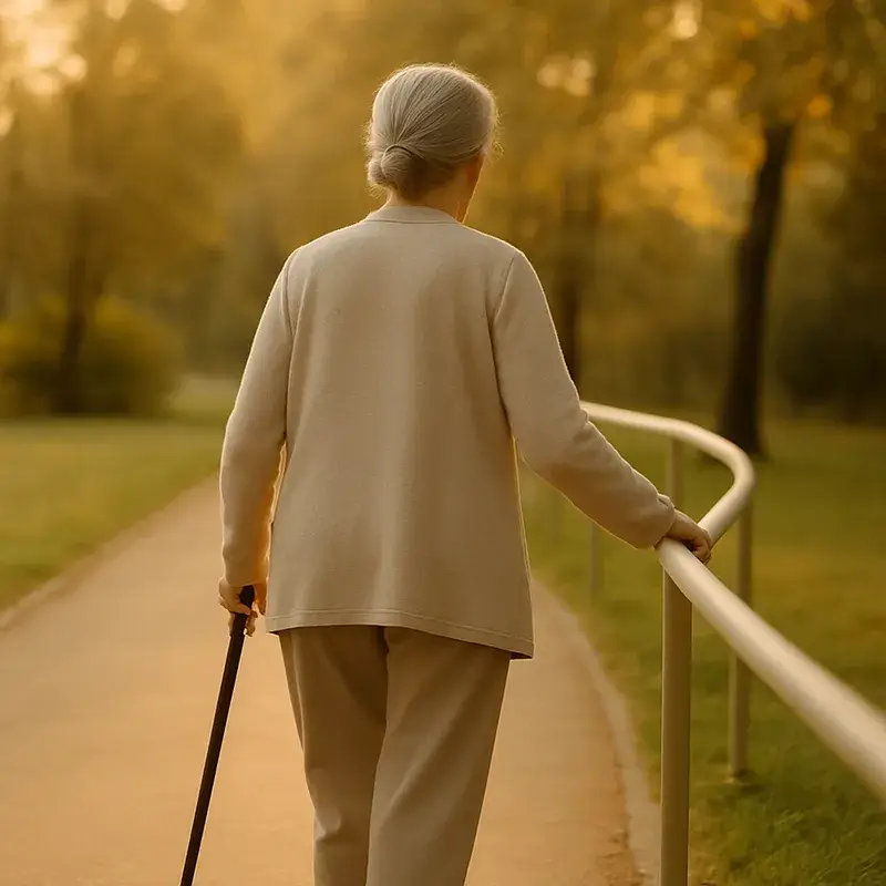Imagem representa segurado com limitação permanente caminhando com apoio, simbolizando busca por aposentadoria por invalidez com advogado previdenciário em Belo Horizonte.